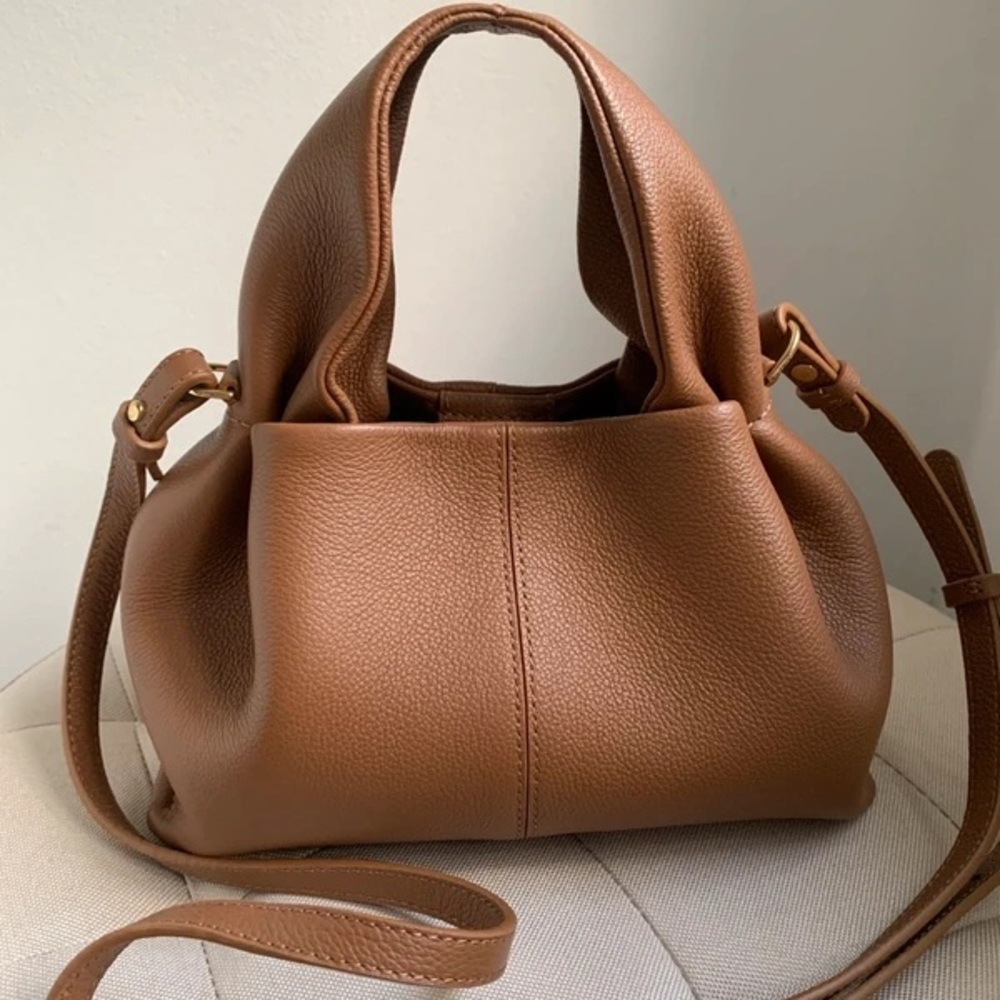 Polene Brown Leather Crossbody Bag